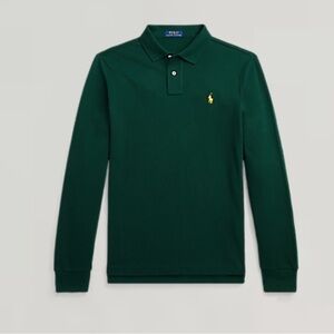 Polo Ralph Lauren Classic Fit Mesh Polo Long Sleeve Shirt, Green, Size Large